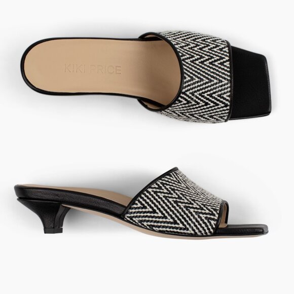 Slide On Over – Black Leather & Raffia Slides, New in Box - Picture 2 of 6